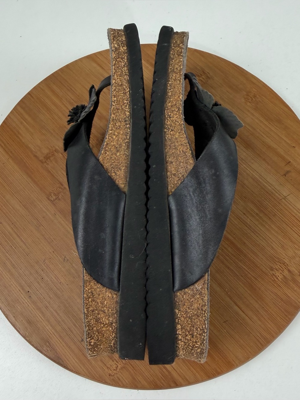 Mephisto Helen Women's Black Floral Cork Footbed Thong Sandals - Picture 7 of 9